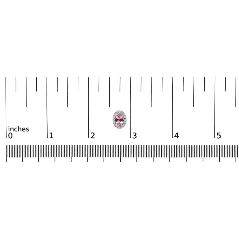 10K White Gold 5x3 MM Oval Pink Tourmaline and Diamond Halo Stud Earrings