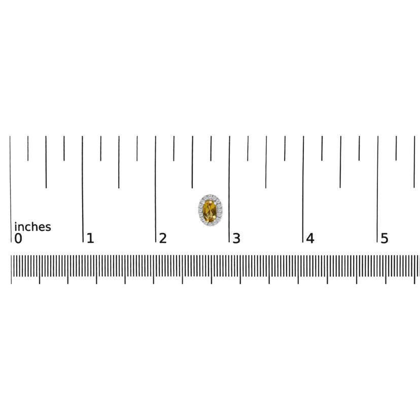 10K White Gold 5x3 MM Oval Yellow Citrine and Diamond Halo Stud Earrings