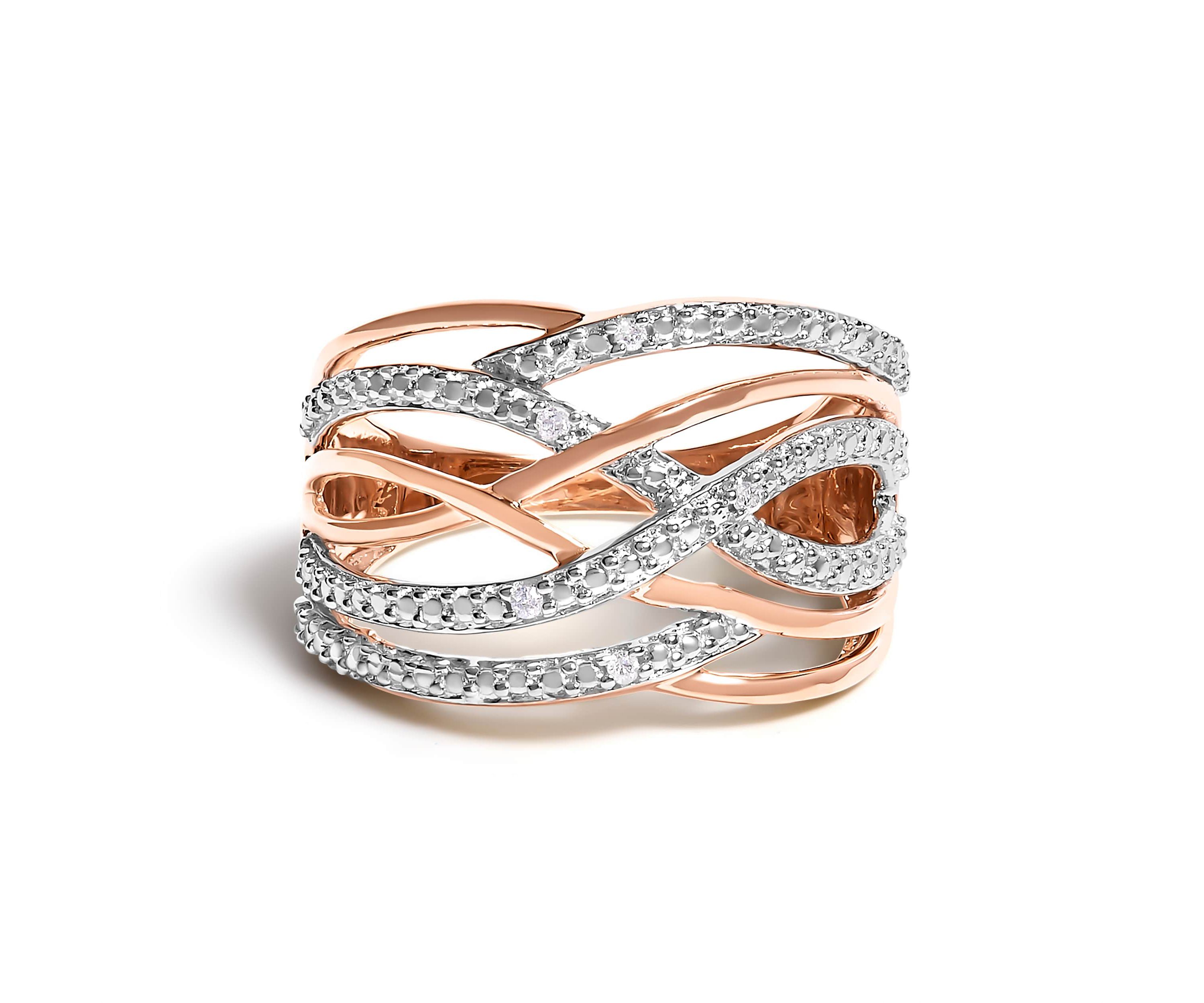 .925 Sterling Silver Diamond Accent Crossover Ring