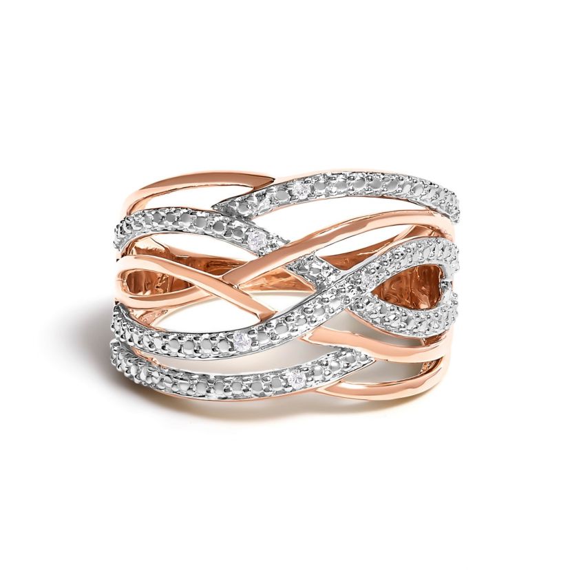 .925 Sterling Silver Diamond Accent Crossover Ring