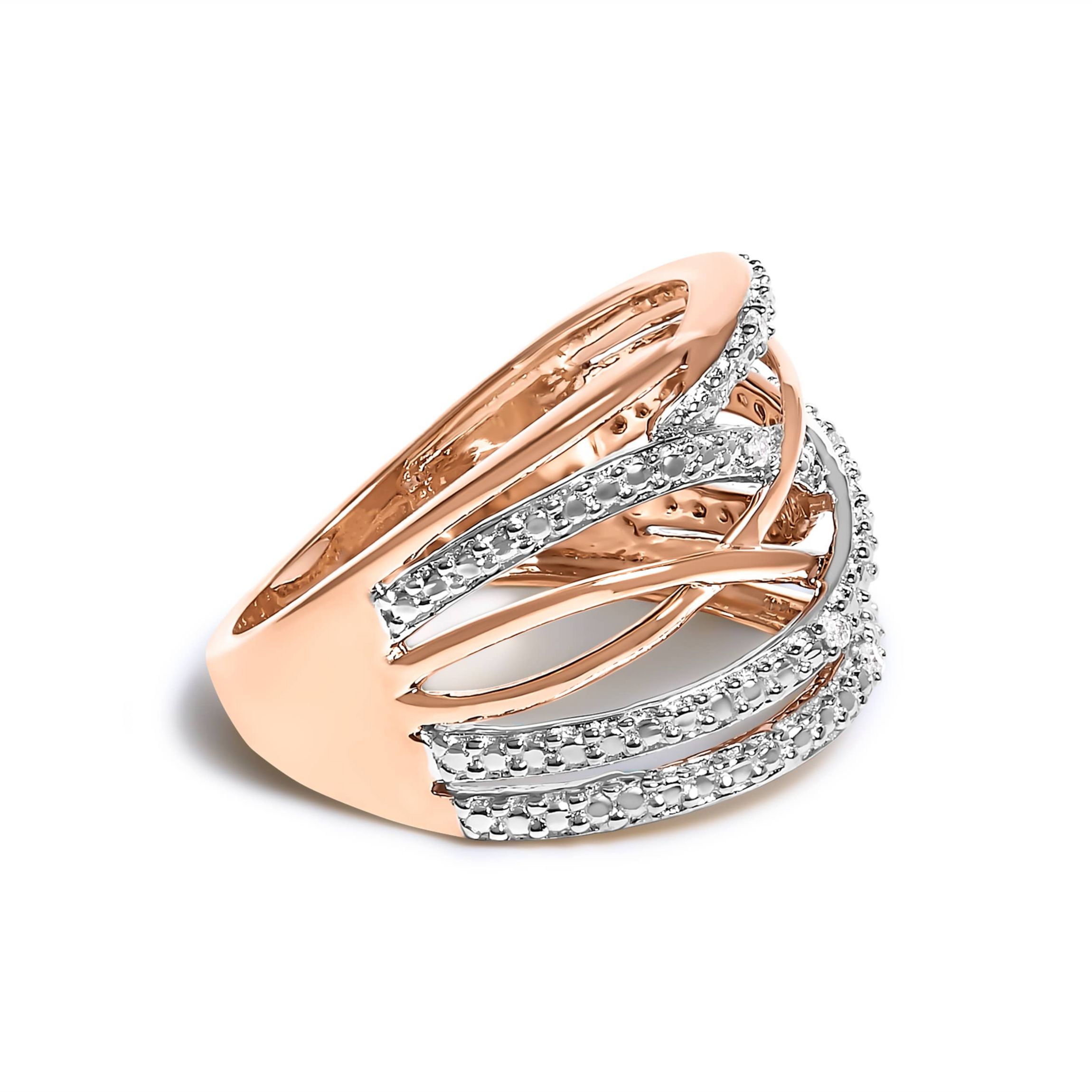 .925 Sterling Silver Diamond Accent Crossover Ring