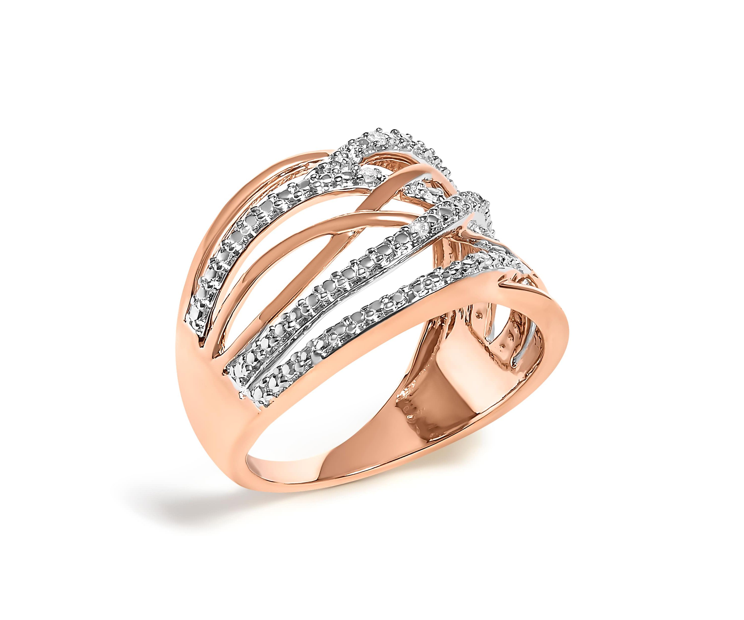 .925 Sterling Silver Diamond Accent Crossover Ring