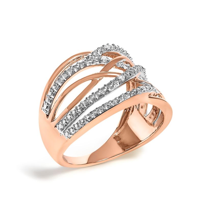 .925 Sterling Silver Diamond Accent Crossover Ring