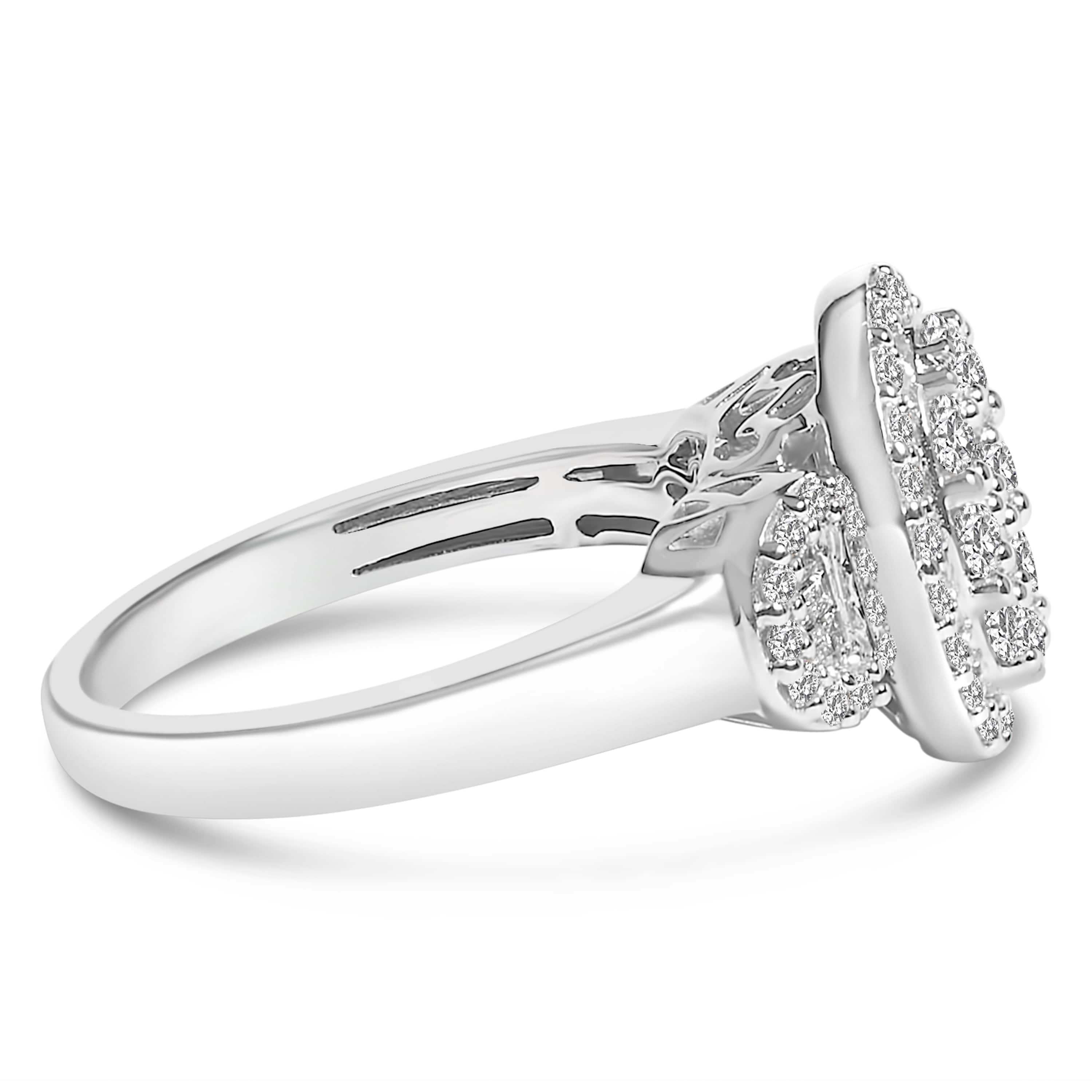 10K White Gold 1.0 Cttw Diamond Oval Cluster Halo Vintage-Inspired Art Deco Ring
