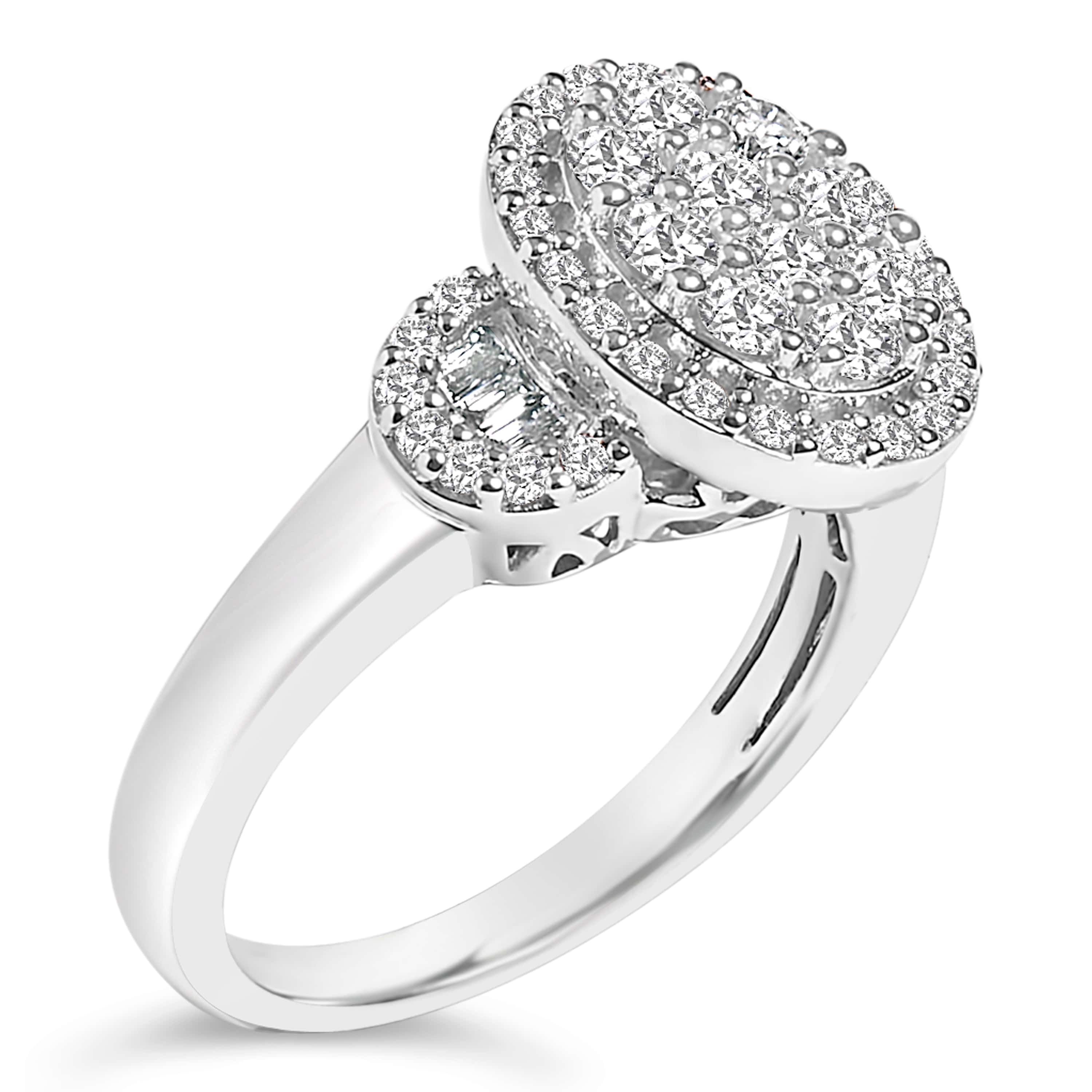 10K White Gold 1.0 Cttw Diamond Oval Cluster Halo Vintage-Inspired Art Deco Ring