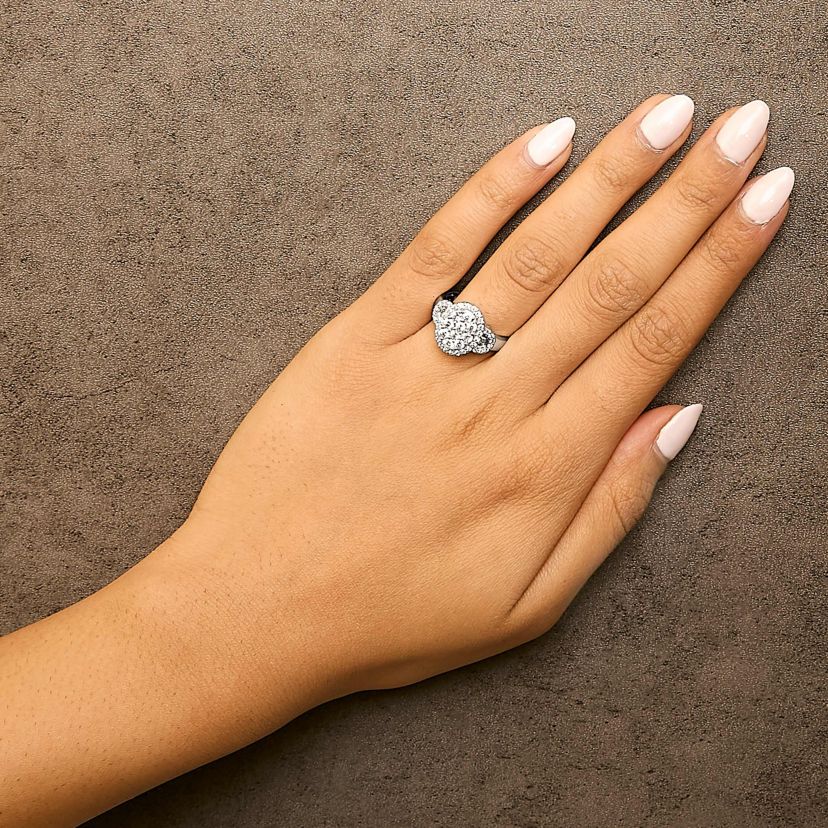 10K White Gold 1.0 Cttw Diamond Oval Cluster Halo Vintage-Inspired Art Deco Ring