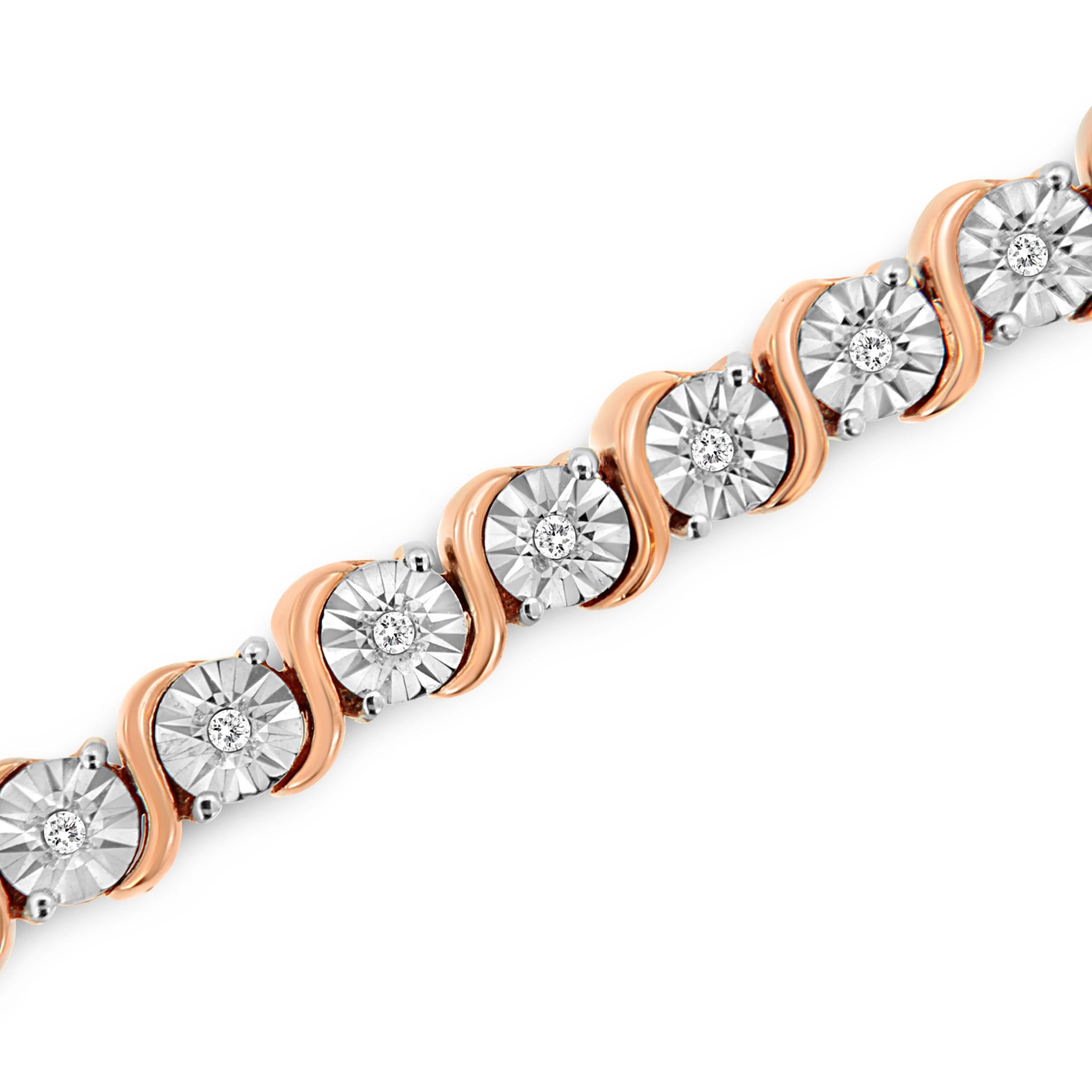 .925 Sterling Silver 1/4 Cttw Diamond and "S" Link Tennis Bracelet