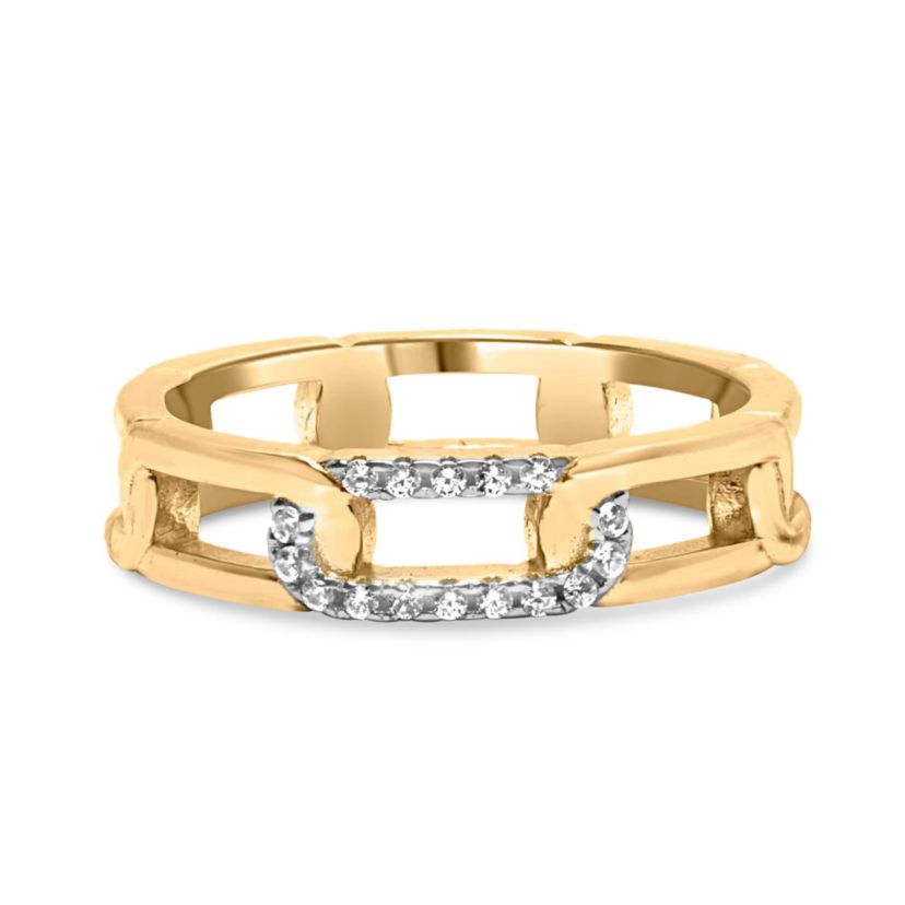 10K Yellow Gold Diamond Accent Paperclip Band Ring