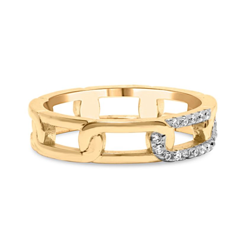 10K Yellow Gold Diamond Accent Paperclip Band Ring