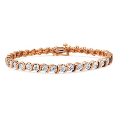 Haus of Brilliance .925 Sterling Silver 1/10 Cttw Diamond "S" Link Tennis Bracelet - 7"