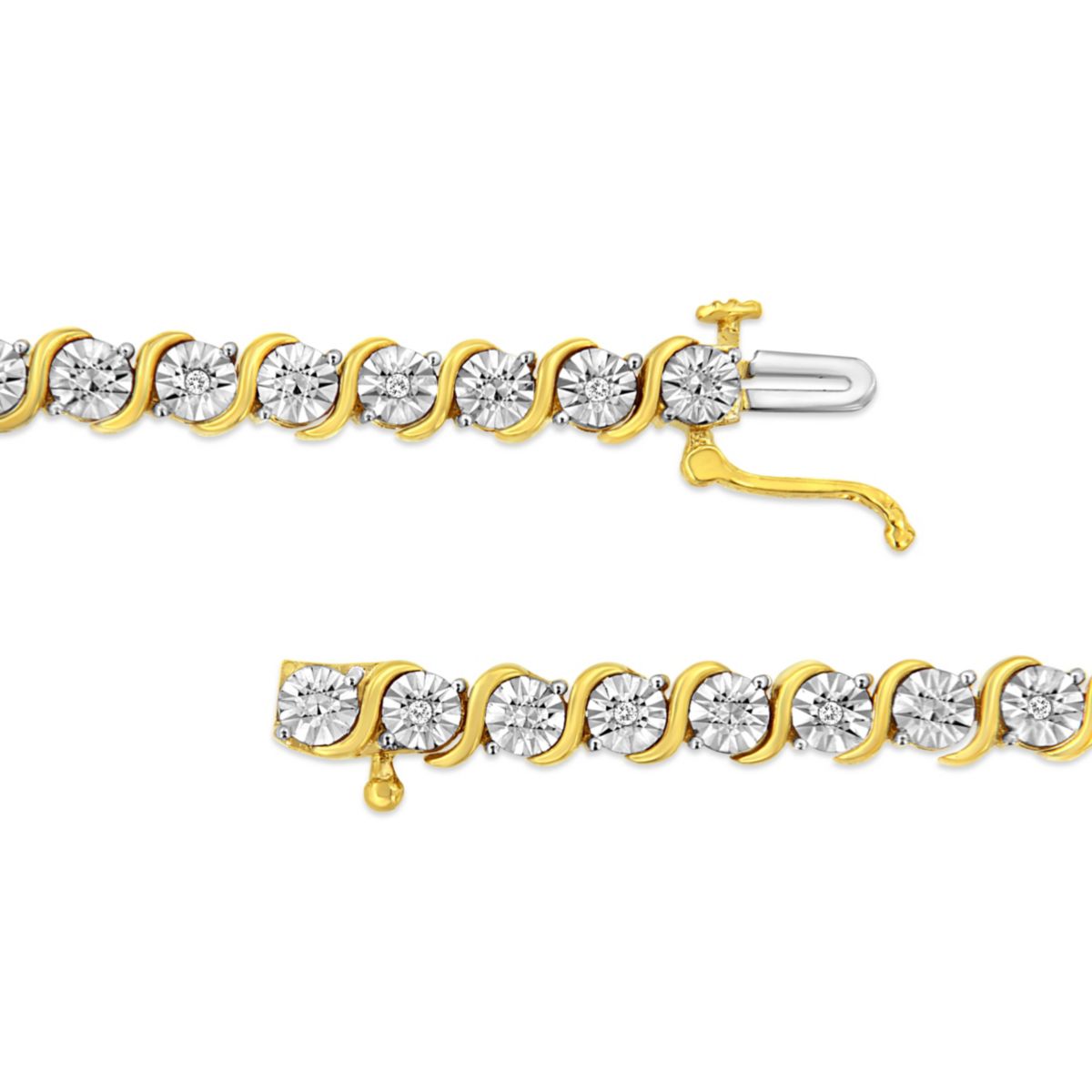 .925 Sterling Silver 1/10 Cttw Diamond "S" Link Tennis Bracelet - 7"