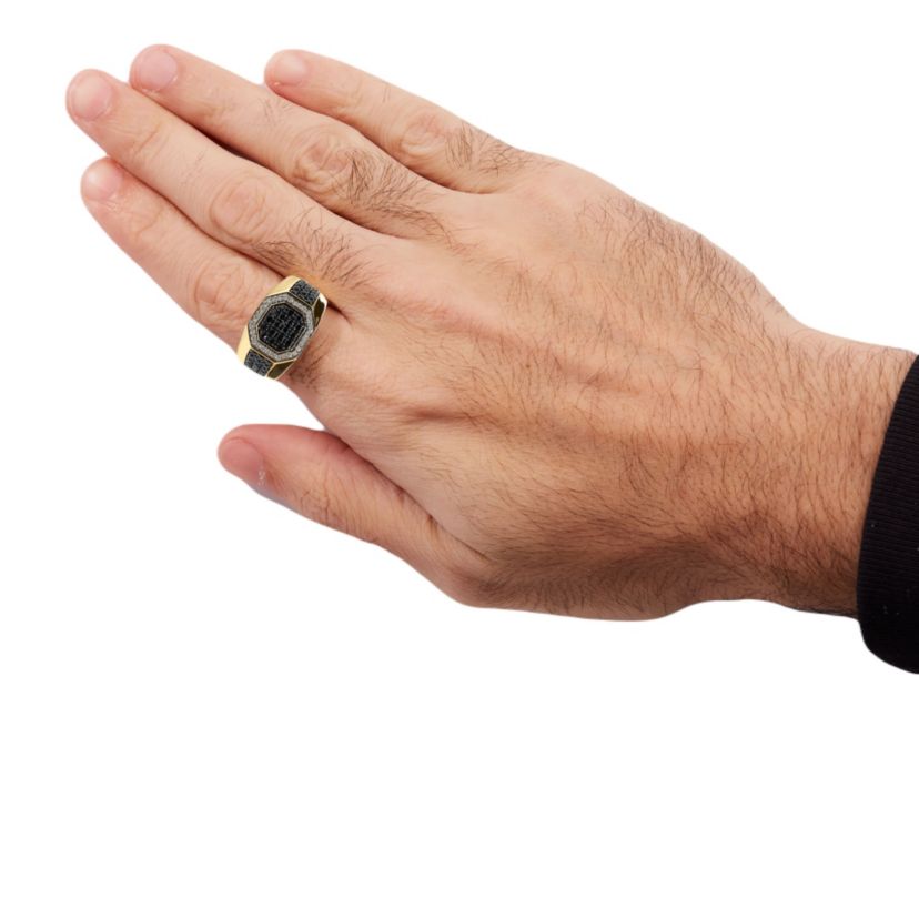 Mens 10K Yellow Gold 1 1/4 Cttw Diamond Band Ring