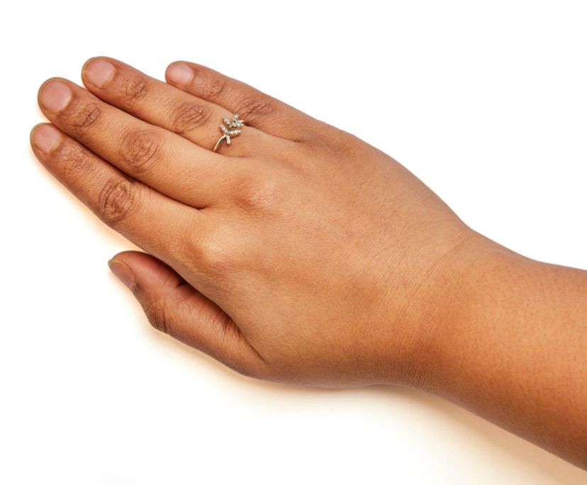 10K Yellow Gold 1/10 Cttw Diamond Leaf and Branch Ring