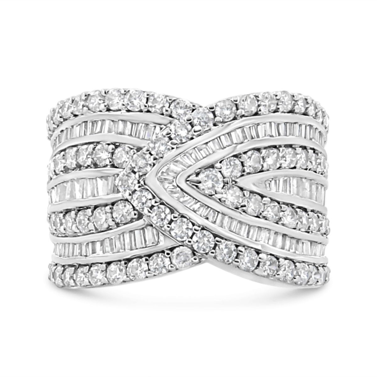 Silver 2 3/8 Cttw Diamond Multi Row Overlay Band Ring