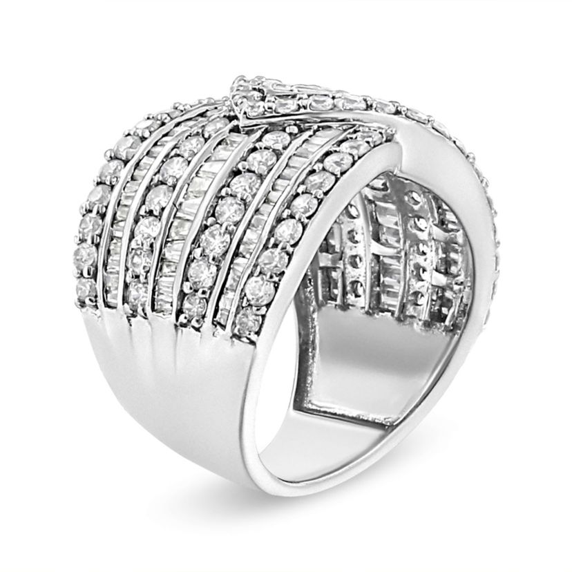.925 Sterling Silver 2 3/8 Cttw Diamond Multi Row Overlay Band Ring