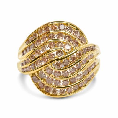 Haus of Brilliance 10K Yellow Gold 2.0 Cttw Channel Set Diamond Cocktail Swirl Band Ring