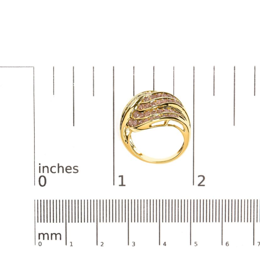 10K Yellow Gold 2.0 Cttw Channel Set Diamond Cocktail Swirl Band Ring