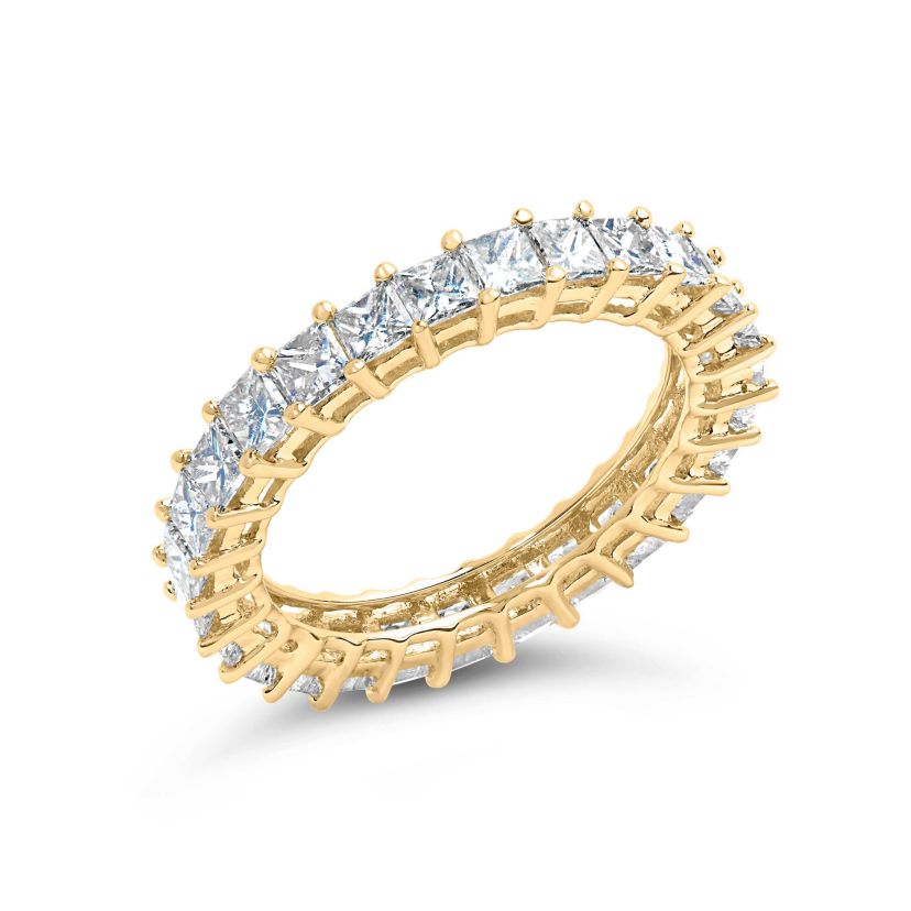 14K Yellow Gold 3.0 Cttw Shared Prong-Set Princess-cut Diamond Eternity Band Ring