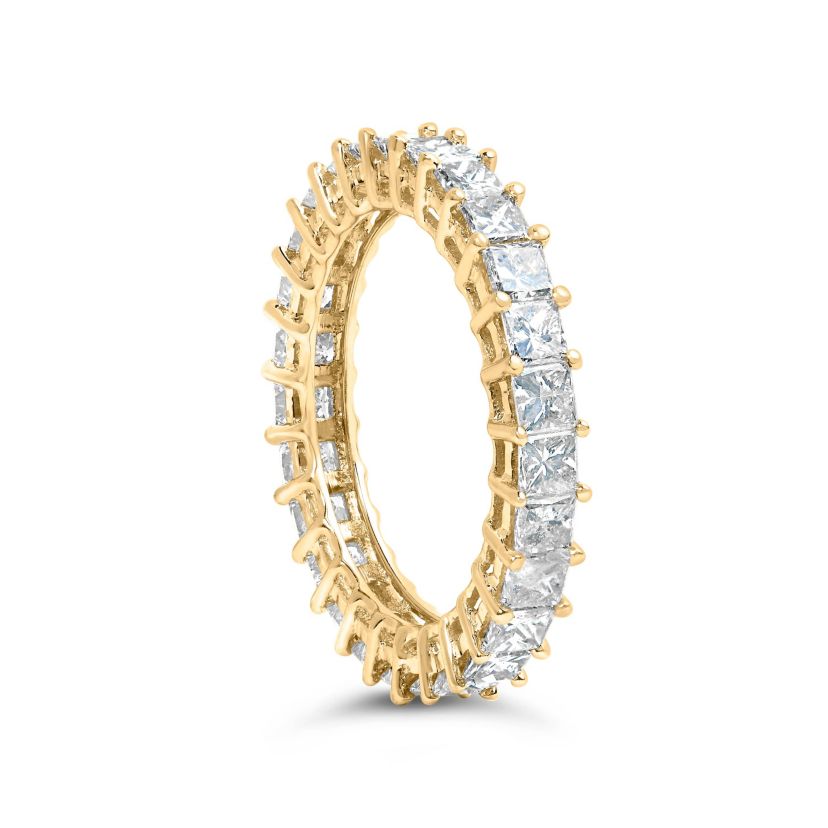 14K Yellow Gold 3.0 Cttw Shared Prong-Set Princess-cut Diamond Eternity Band Ring