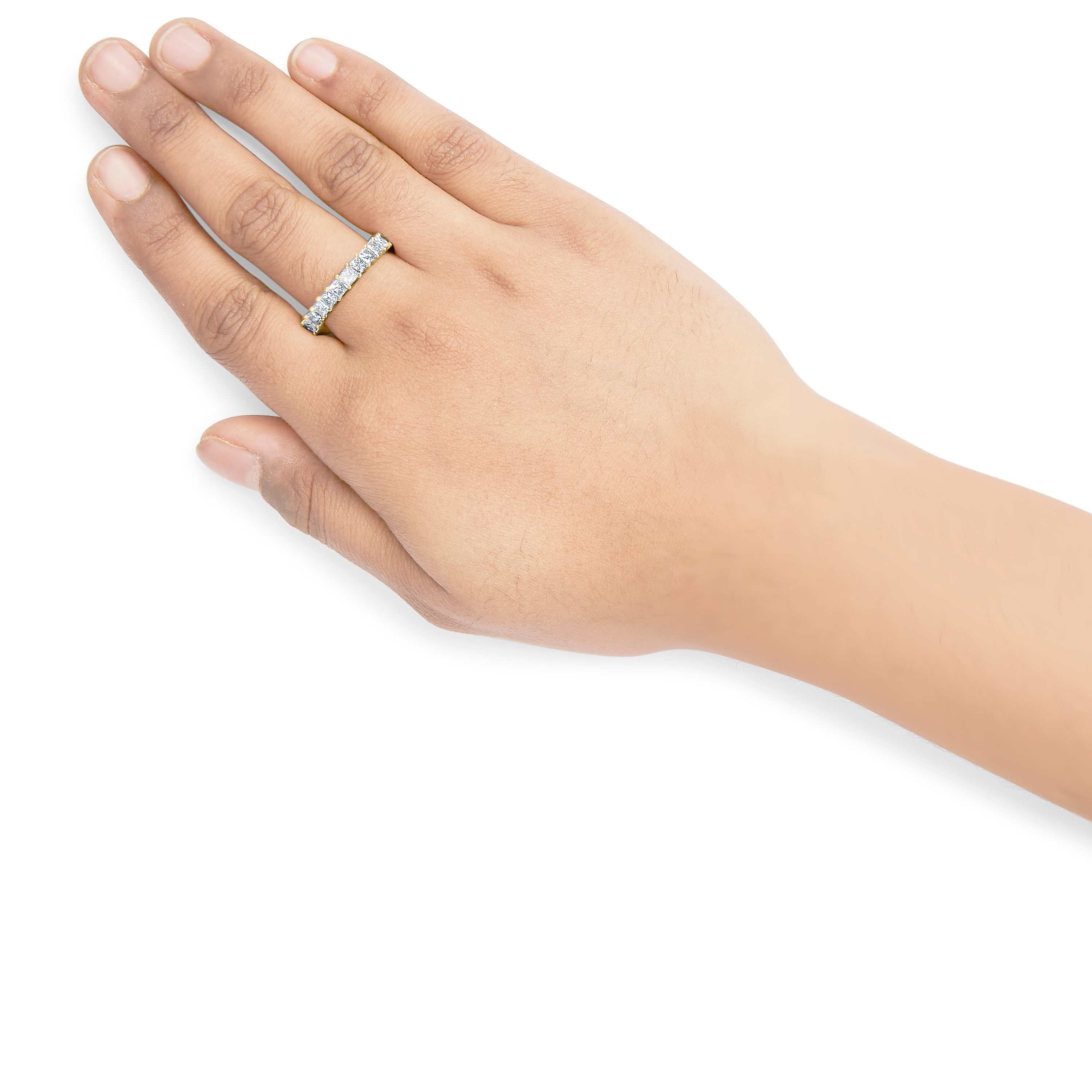 14K Yellow Gold 3.0 Cttw Shared Prong-Set Princess-cut Diamond Eternity Band Ring