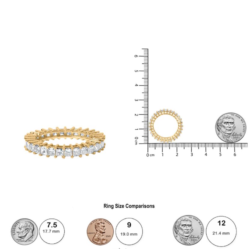 14K Yellow Gold 3.0 Cttw Shared Prong-Set Princess-cut Diamond Eternity Band Ring