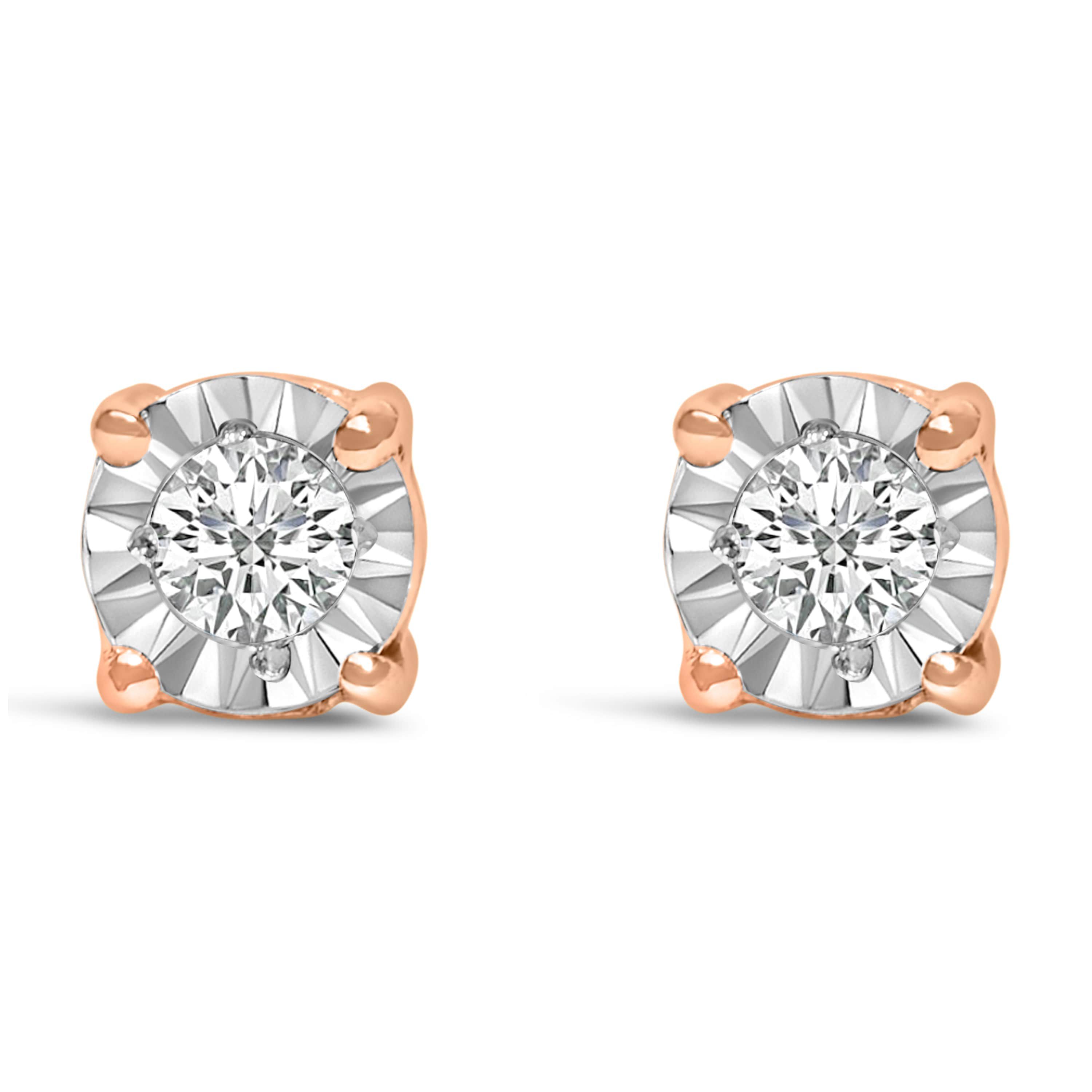 Lab Created .925 Sterling Silver 1/10 Cttw Lab Grown Diamond Solitaire Stud Earrings