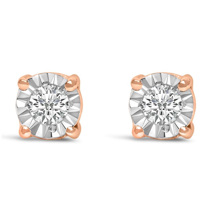 Lab Created .925 Sterling Silver 1/10 Cttw Lab Grown Diamond Solitaire Stud Earrings