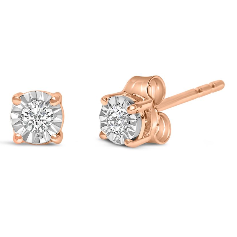 Lab Created .925 Sterling Silver 1/10 Cttw Lab Grown Diamond Solitaire Stud Earrings