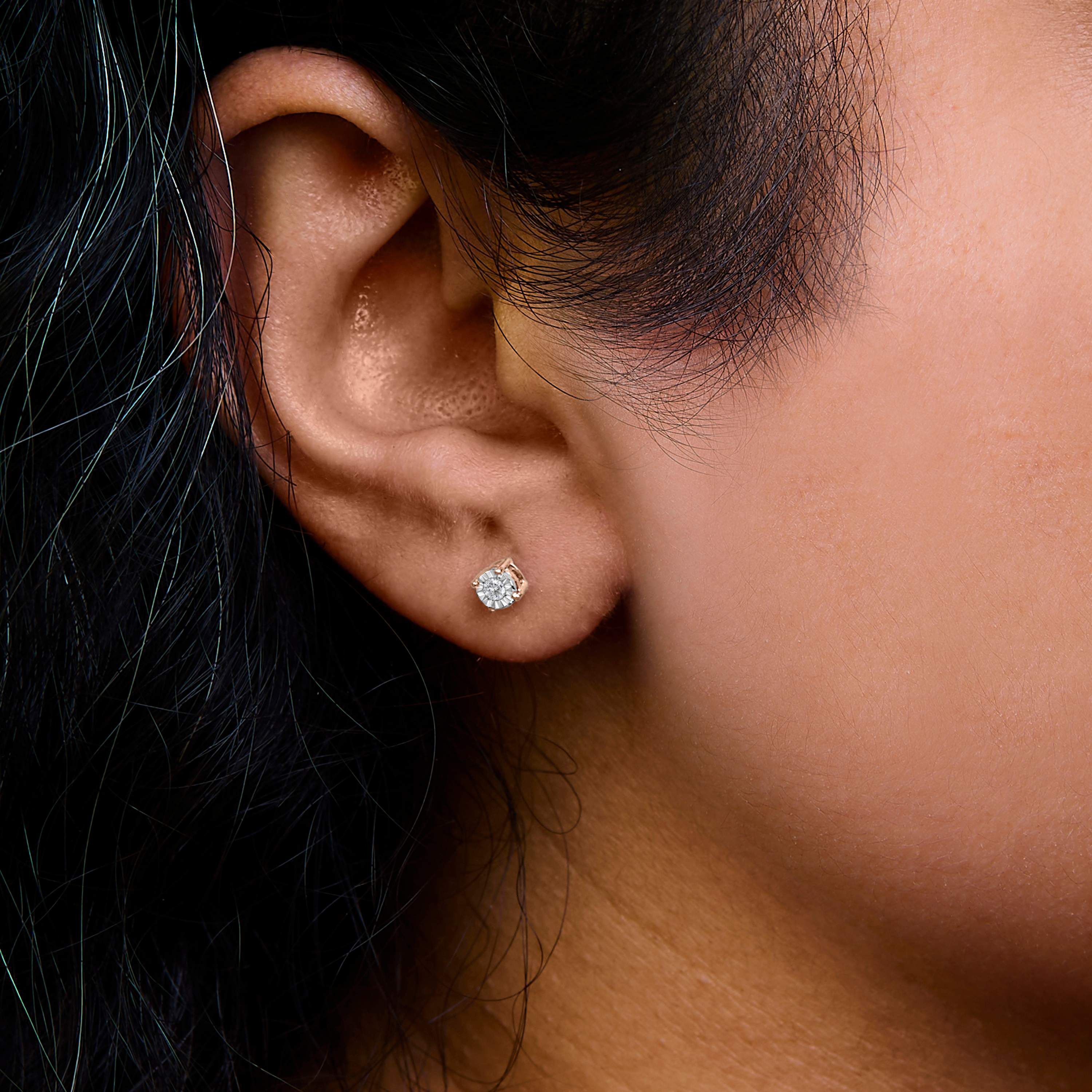 Lab Created .925 Sterling Silver 1/10 Cttw Lab Grown Diamond Solitaire Stud Earrings