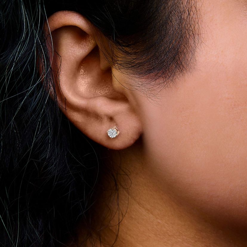 Lab Created .925 Sterling Silver 1/10 Cttw Lab Grown Diamond Solitaire Stud Earrings