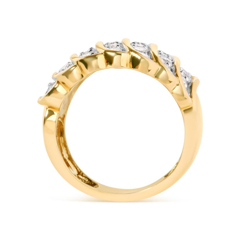 14K Yellow Gold Plated .925 Sterling Silver 2.00 Cttw Diamond Multi Row Band Ring