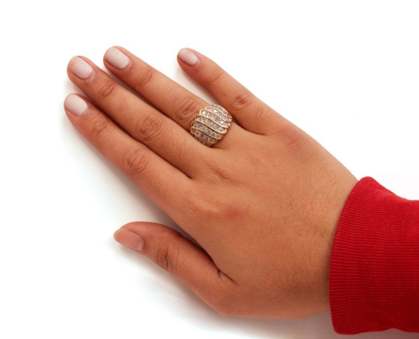 14K Yellow Gold Plated .925 Sterling Silver 2.00 Cttw Diamond Multi Row Band Ring