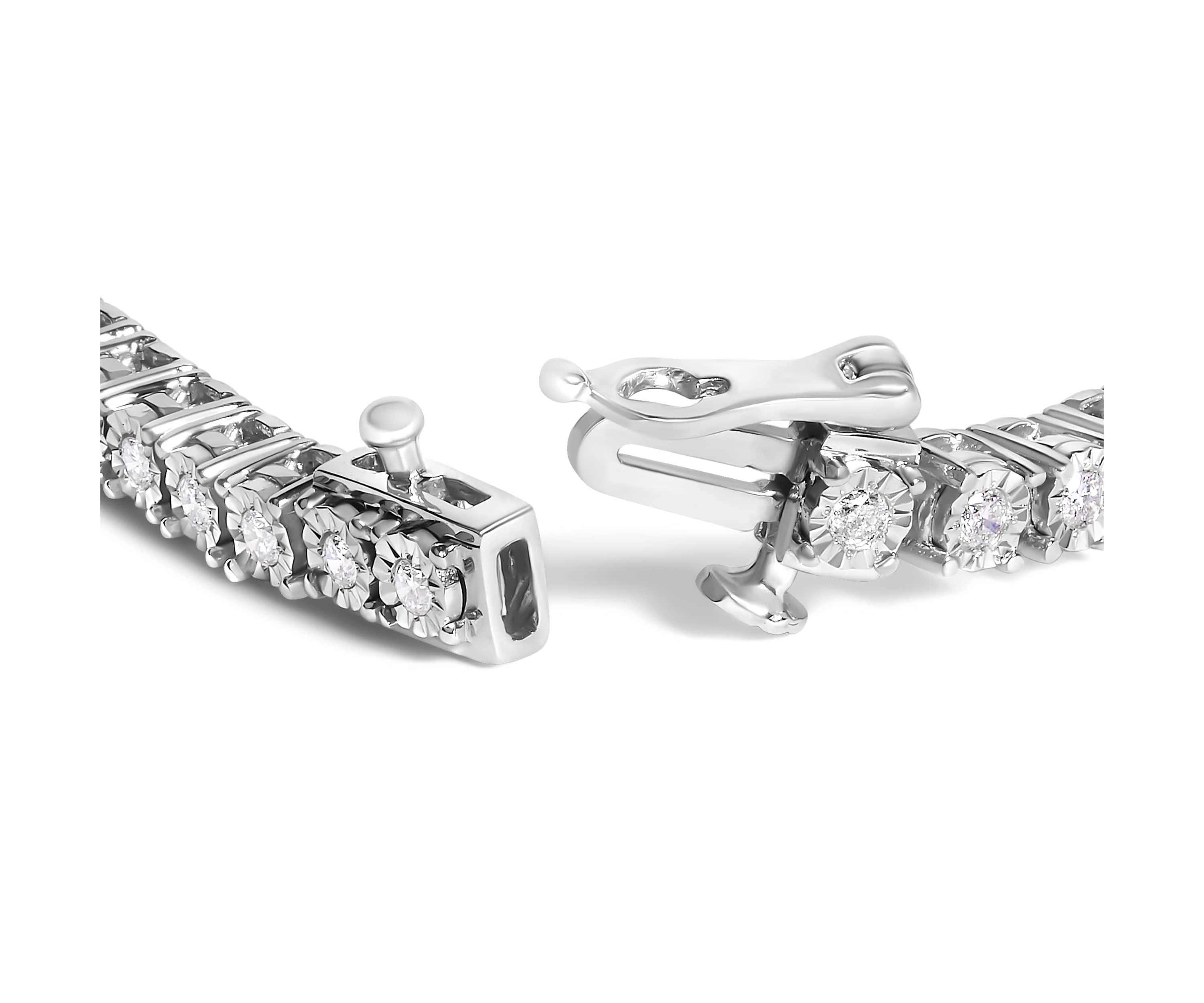 Lab Created Silver 1.0 Cttw Lab Grown Diamond Illusion-Set Miracle Plate Tennis Bracelet