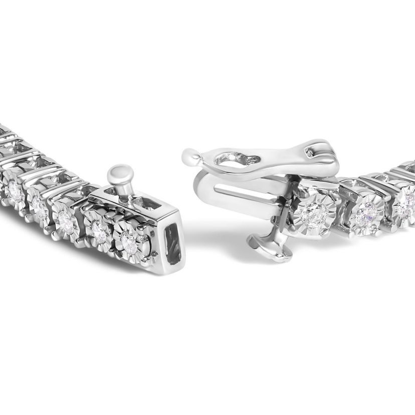 Lab Created Silver 1.0 Cttw Lab Grown Diamond Illusion-Set Miracle Plate Tennis Bracelet