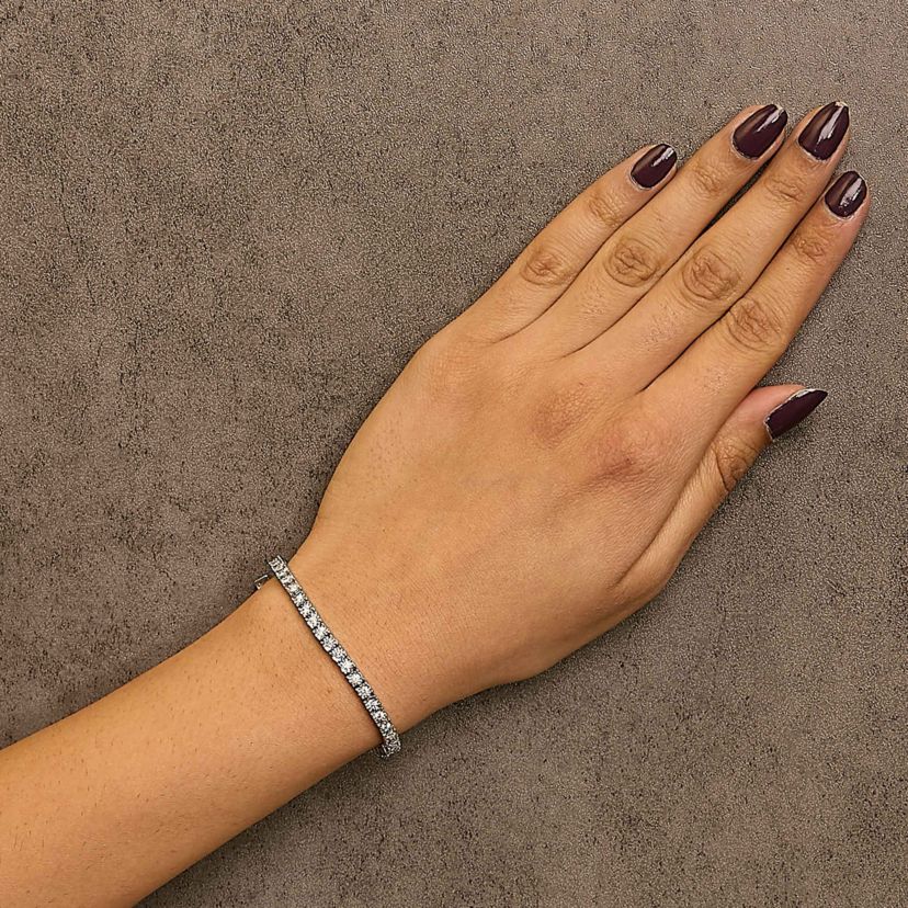 Lab Created Silver 1.0 Cttw Lab Grown Diamond Illusion-Set Miracle Plate Tennis Bracelet