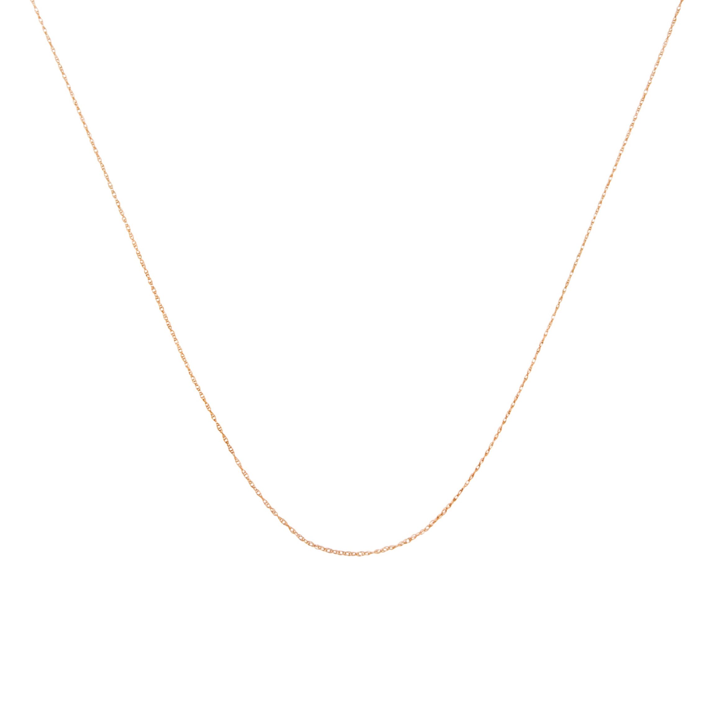 10K Gold 0.5 mm Slender & Dainty Fine Rope Chain Necklace-18" Inches