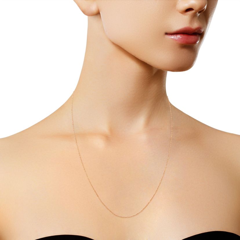 10K Gold 0.5 mm Slender & Dainty Fine Rope Chain Necklace-18" Inches