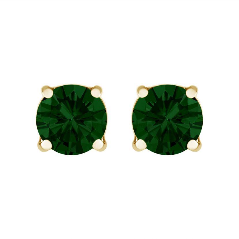 Lab Created 14K Gold 1.0 Cttw Lab Grown Green Diamond Solitaire Stud Earrings