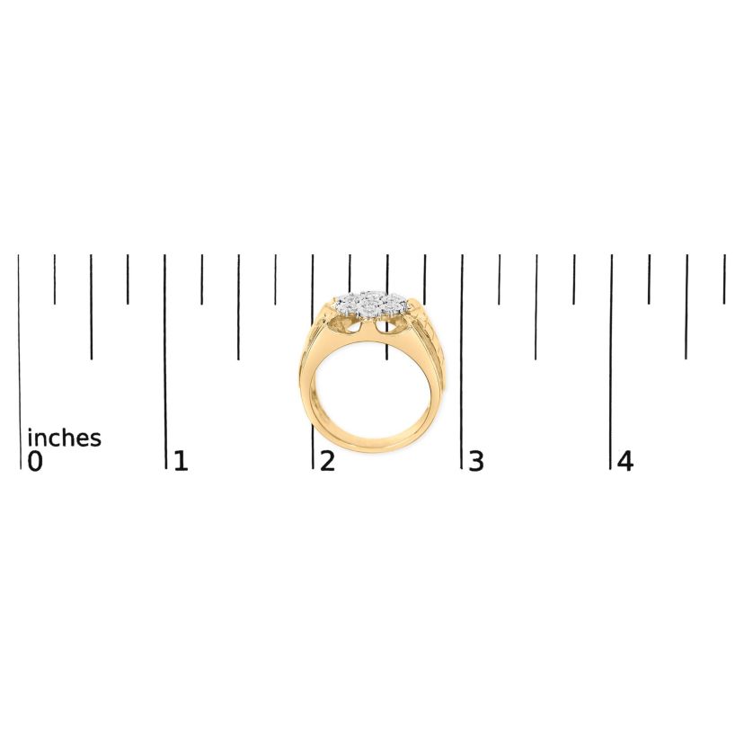 14K Yellow Gold Plated Silver 1/3 Cttw Miracle-Set Floral Diamond Cluster Ring