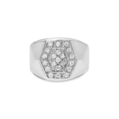 Haus of Brilliance Men's .925 Sterling Silver 1/2 Cttw Multi-Diamond Hexagon Frame Ring