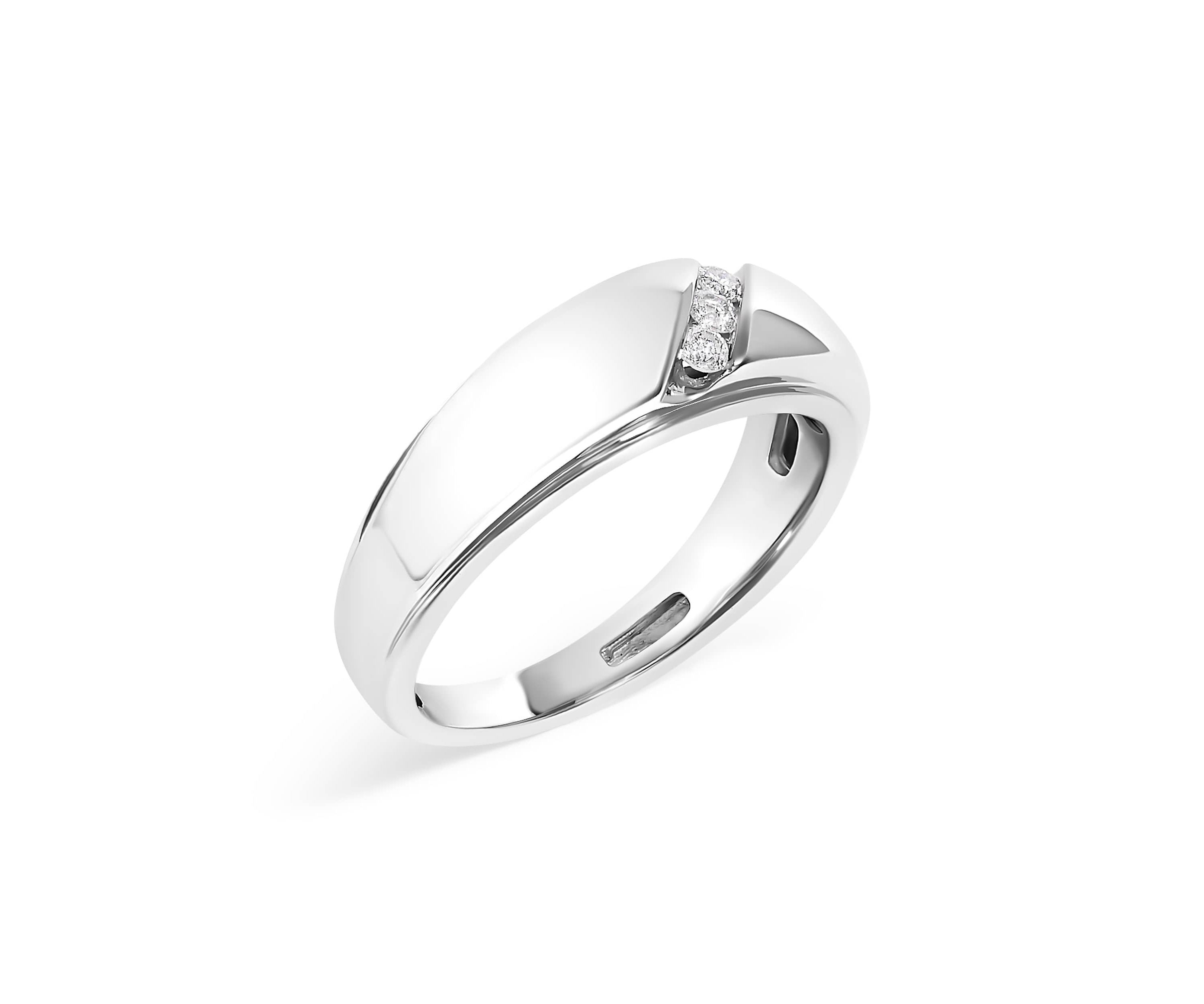Mens .925 Sterling Silver 1/6 Cttw 3 Stone Diamond Band Ring