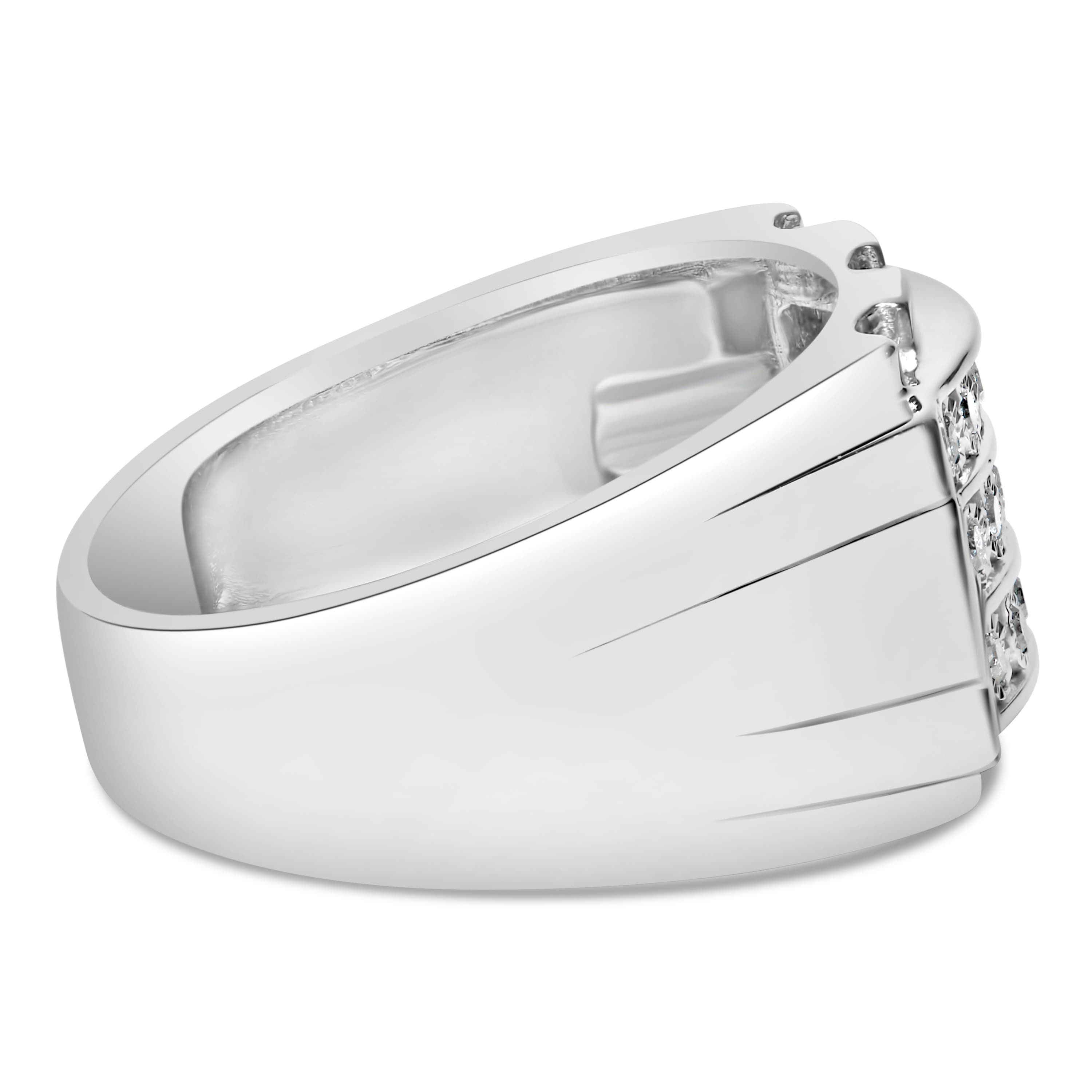 .925 Sterling Silver 1/4 Cttw Diamond Three Row Channel Band Ring