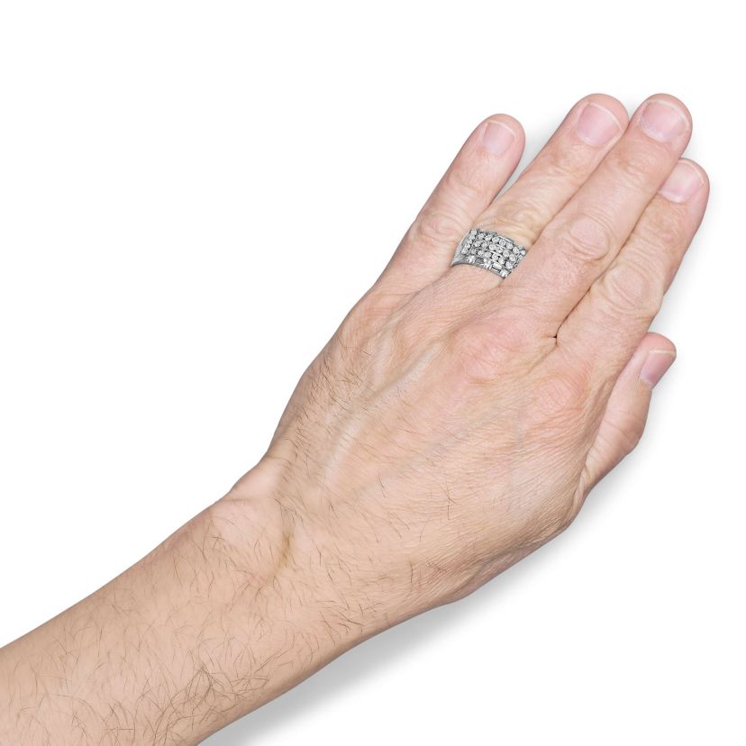 .925 Sterling Silver 1/4 Cttw Diamond Three Row Channel Band Ring
