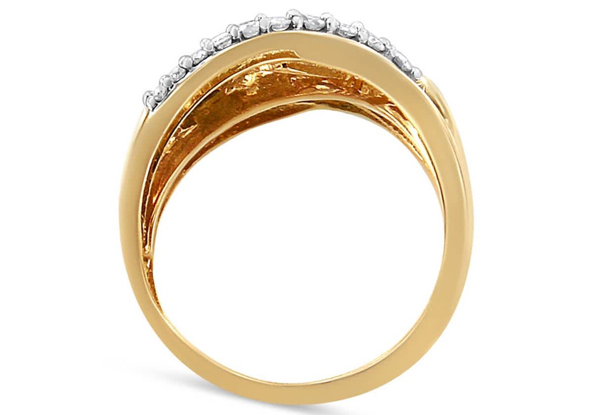 10K Yellow and White Gold 1.0 Cttw Diamond Cocktail Ring