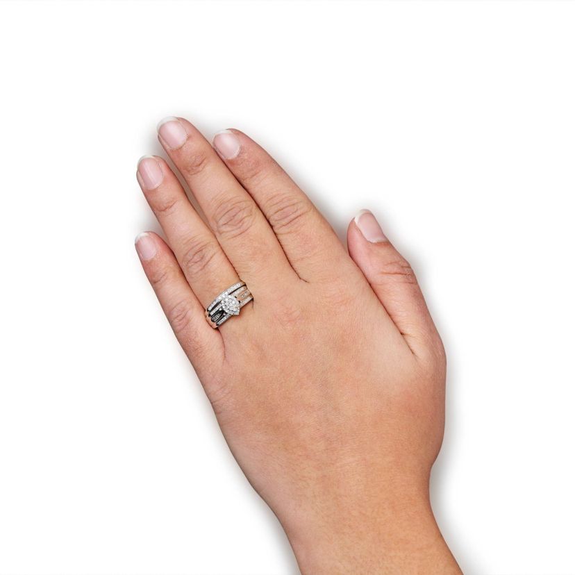 Silver 1/2 Cttw Diamond Engagement Bridal Set