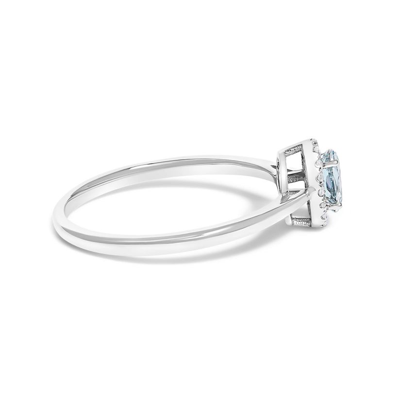 10K White Gold Oval and Diamond Accent Halo Ring