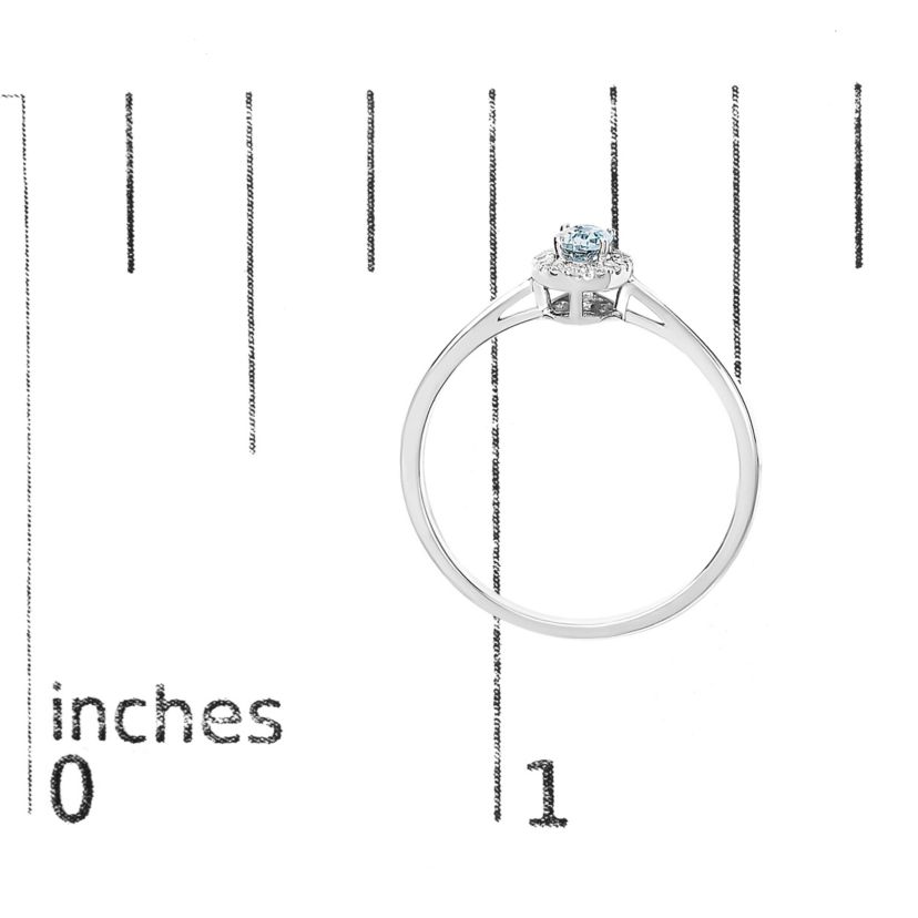 10K White Gold Oval and Diamond Accent Halo Ring