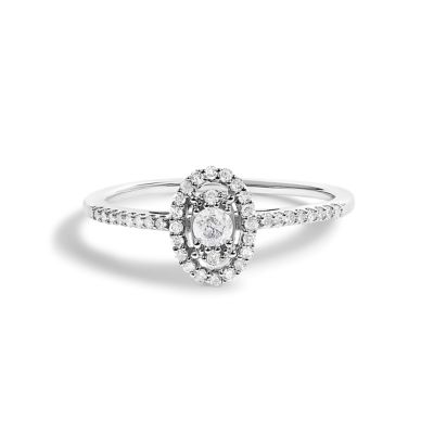 Haus of Brilliance 14K White Gold 1/5 Cttw Diamond With Halo Engagement Ring, 8.5