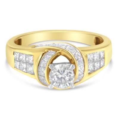 Haus of Brilliance 14K Two-Toned Gold Diamond Ring, Yellow, 7