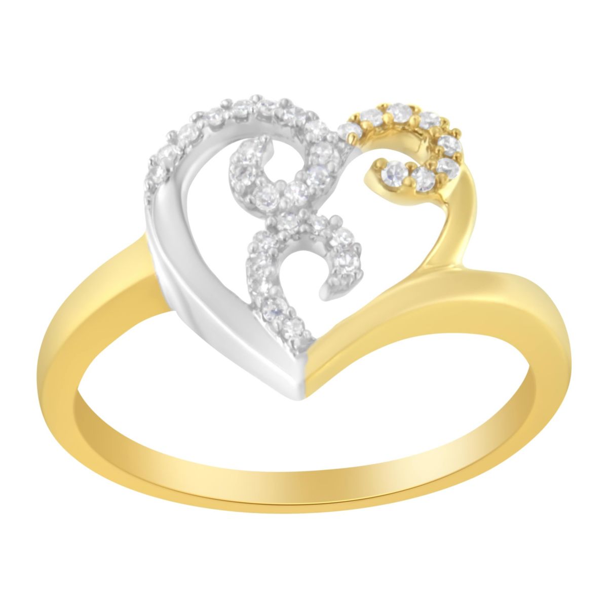 10K Two-Toned Gold Diamond Heart Shape Cluster Ring